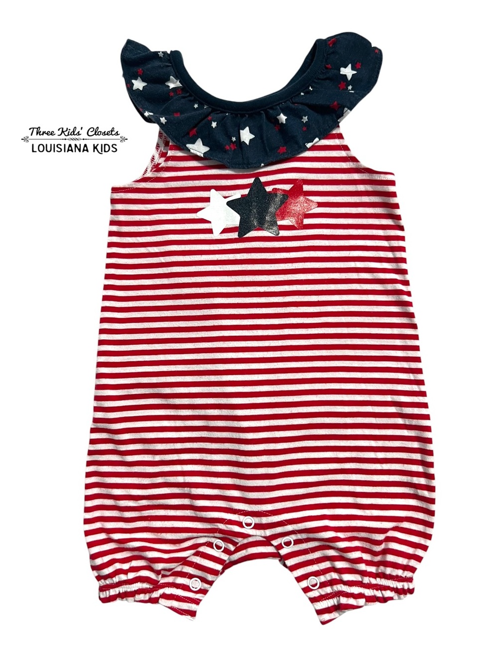 Way to Celebrate 6-9m Patriotic Stars & Stripes 4th of July Romper